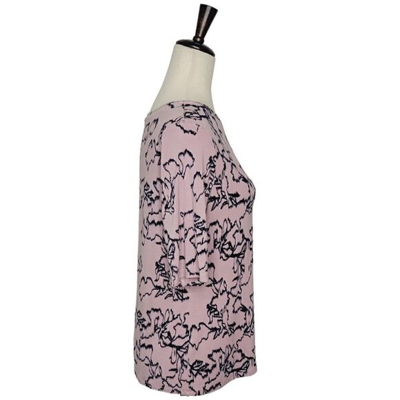 Nine West Mauve Soft Spun Crewneck Elbow Sleeve Stretch Blouse Size M - Picture 3 of 6